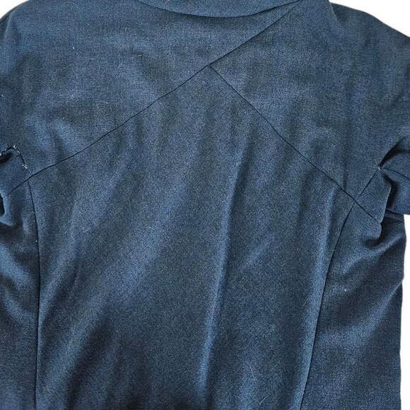 Vintage '50s Hand Made Mock Neck Short Sleeve Blue Wool Dress & Jacket Set 8 - Picture 6 of 12